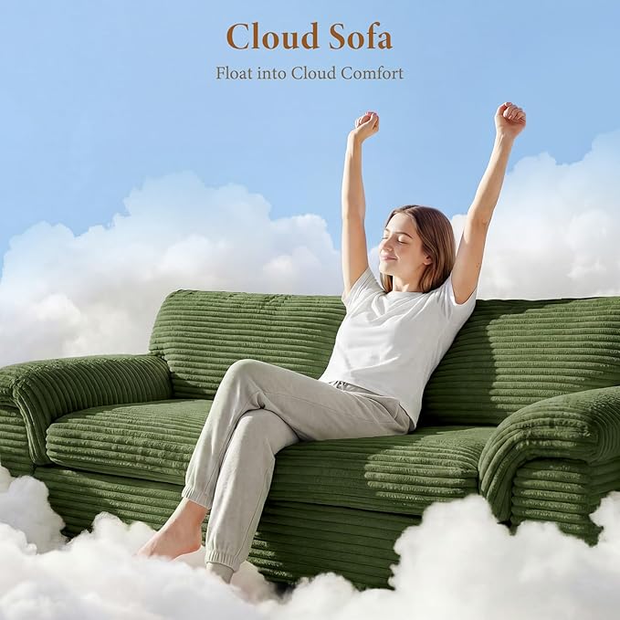 Vesgantti 118" Modular Sectional Couch, Comfy Corduroy Upholstered Cloud Couches
