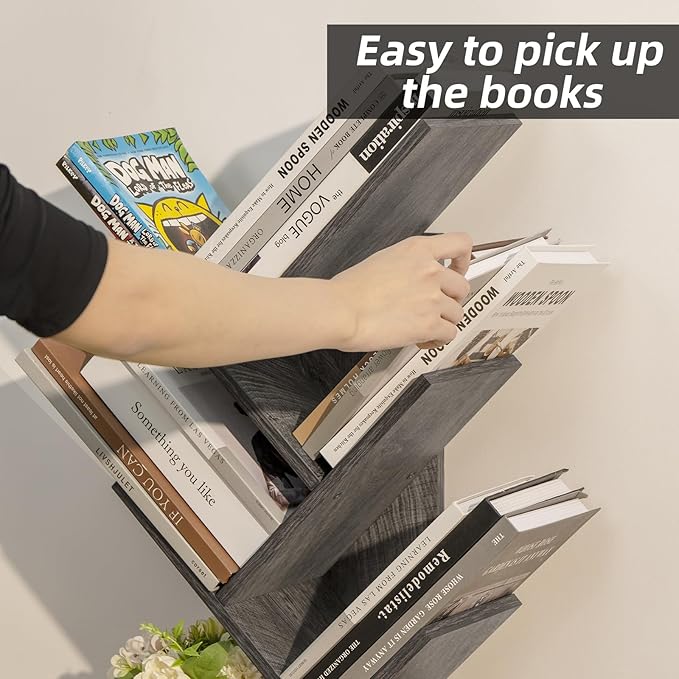 SHEEPAM 5 Tier Tree Book Shelf, Small Desktop Bookshelf