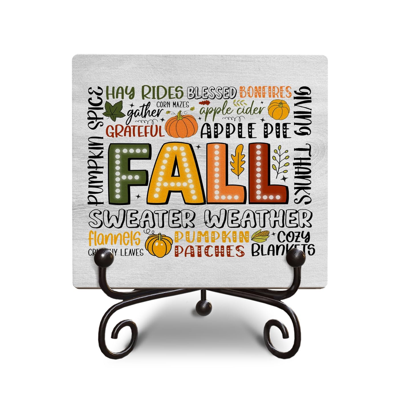 Halloween Fall Decor Wooden Signs Hello Fall Pumpkin Party Gifts, for Friends Child Coworker, Funny Halloween Birthday Christmas Wooden Sign Gift, 5 x 5 Inches-G04
