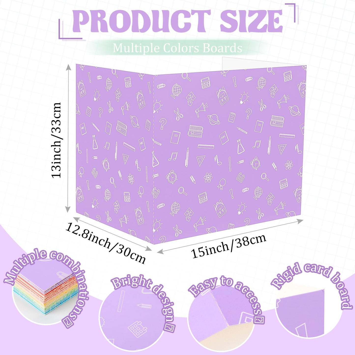 SATINIOR 24 Pcs Privacy Folders for Students, Desk Dividers for Classroom Testing, Trifold Cardboard Privacy Boards, Study Carrels Panel School Teacher Supplies(Stationery Style,Macaron Color)