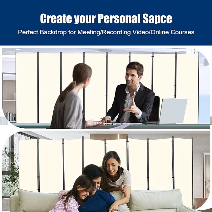 Room Divider 6FT Portable Room Dividers and Folding Privacy Screens, 8 Panel