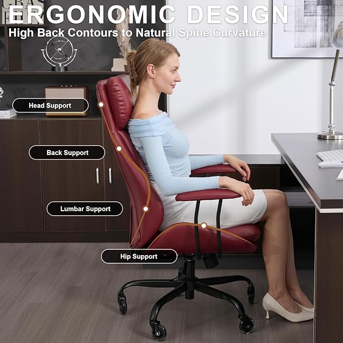 E-Motie Office Chair, Leather Desk Chair