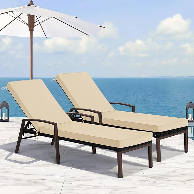 Basic Beyond Chaise Lounge Cushions Outdoor, 3-Layer Waterproof Outdoor