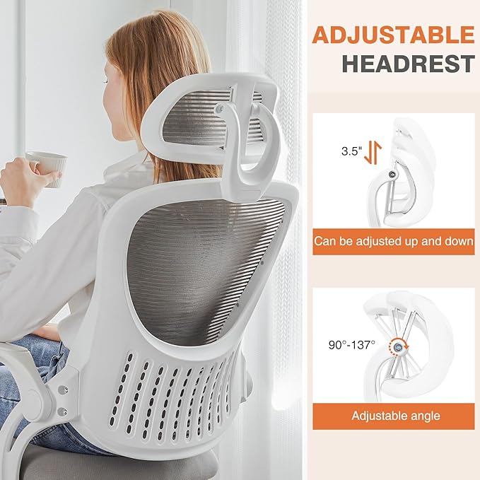 Sweetcrispy Home Office Desk Chair, Ergonomic High-Back Mesh Rolling Work