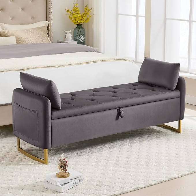 65" End of Bed Storage Bench, Modern Storage Benches