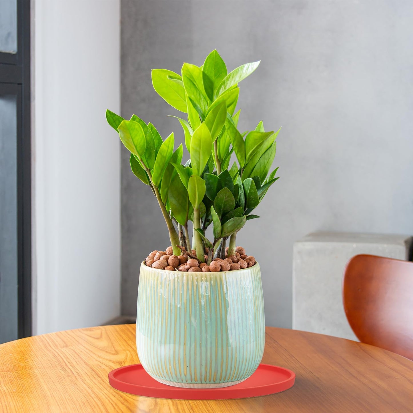 PATIKIL 7.7 Inch Round Ceramic Plant Saucer, Plant Saucer Tray Flower Planter Drip Tray for Indoors Outdoors Patio Balcony, Turquoise