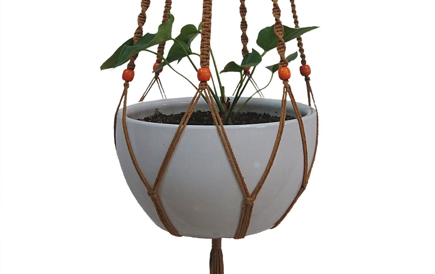 Plant Hanger Macrame Cotton 6 Legs 51 Inches for Indoor Outdoor, Living Room, Kitchen, Deck, Patio, High and Low Ceiling with Size of 10-12 inches Without The Pot (Brown)