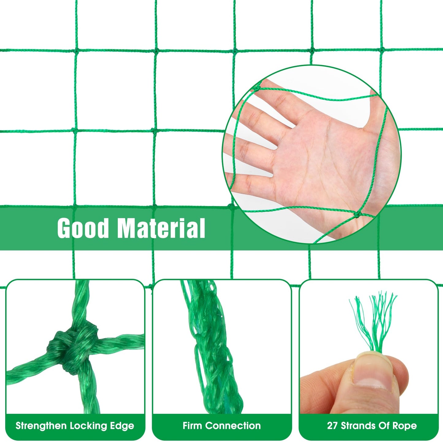 Unves Garden Trellis for Climbing Plants, 16.4 x 6.6 Ft Garden Trellis Heavy Duty Plant Net for Cucumber, Tomato, 27 Strands & 4x4 Inch Netting for Vegetables, Grapes, Bean