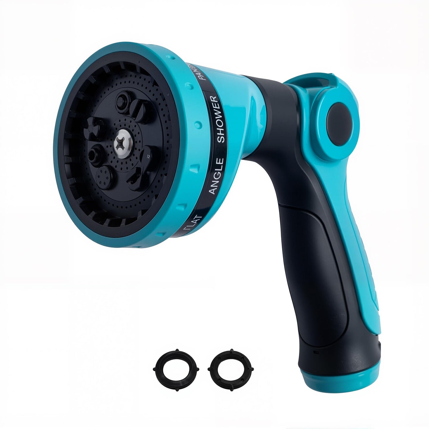 FXFOUCS Garden Hose Nozzle Sprayer-This High Heavy-Duty Spray Nozzle Offer 10 Watering Patterns for Watering Plants,Lawns &Gardens,Washing Cars,Household Cleaning and Showering Pets (Blue-dark)