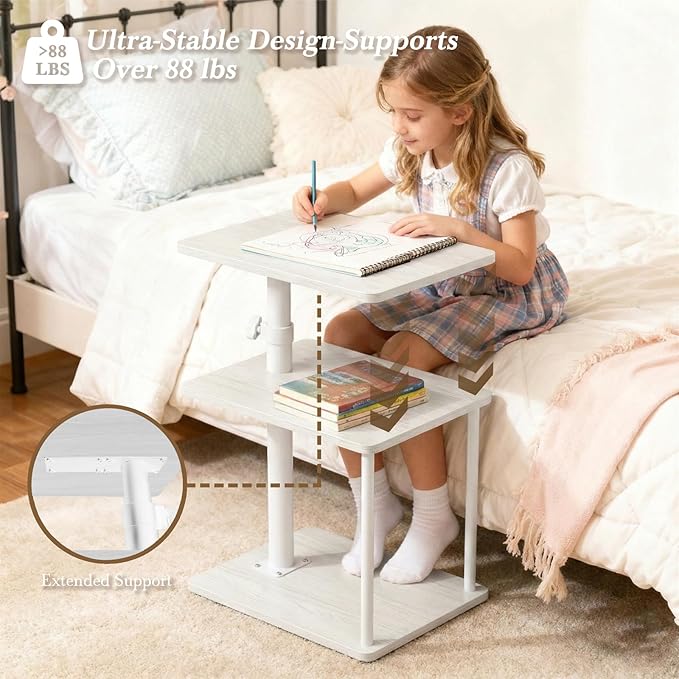 Faesun 360° Swivel Side Table for Height Adjustable, C Shaped End Table for