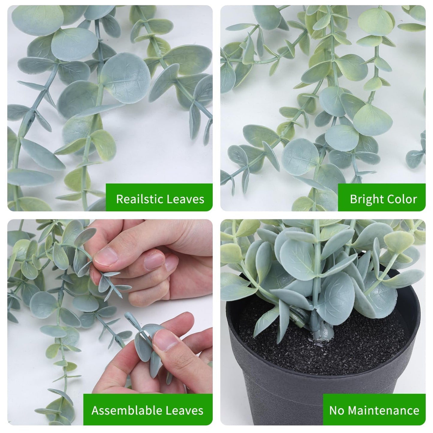 COCOBOO 3pcs Hanging Fake Plants, Artificial Hanging Plants Fake Potted Eucalyptus for Wall Room Home Patio Indoor Outdoor Decor