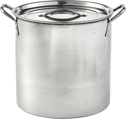 IMUSA 16 Quart Stainless Steel Stock Pot with Lid - Large Cooking Pot for Soups, Stews, Pasta, Seafood Boiling and Family Meals - Riveted Handles for Easy Transport