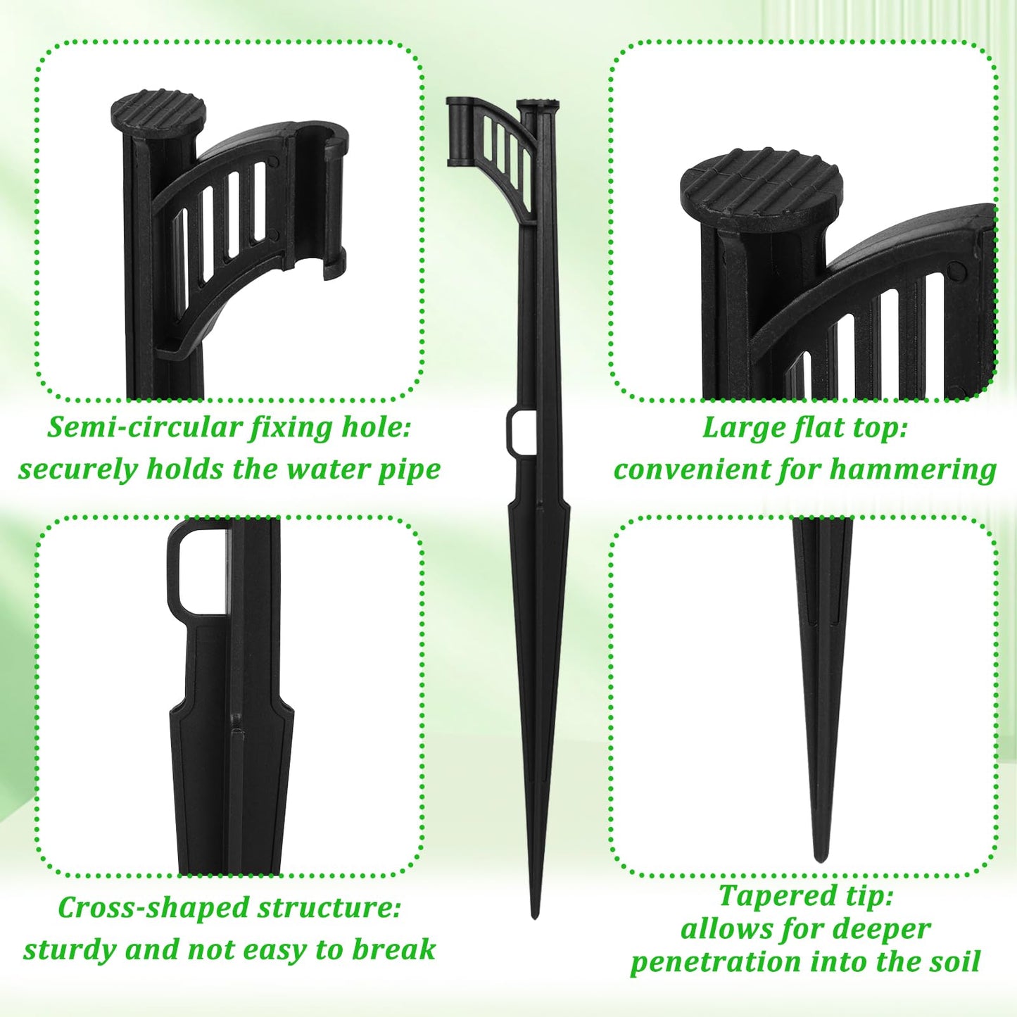 50 Pcs 12.8" Irrigation Drip Support Stakes 1/4 Inch Drip Irrigation Stakes for 1/4 Inch Drip Irrigation Tubing Hose Holder Drip Irrigation Support Stakes for Gardens Irrigation Supplies