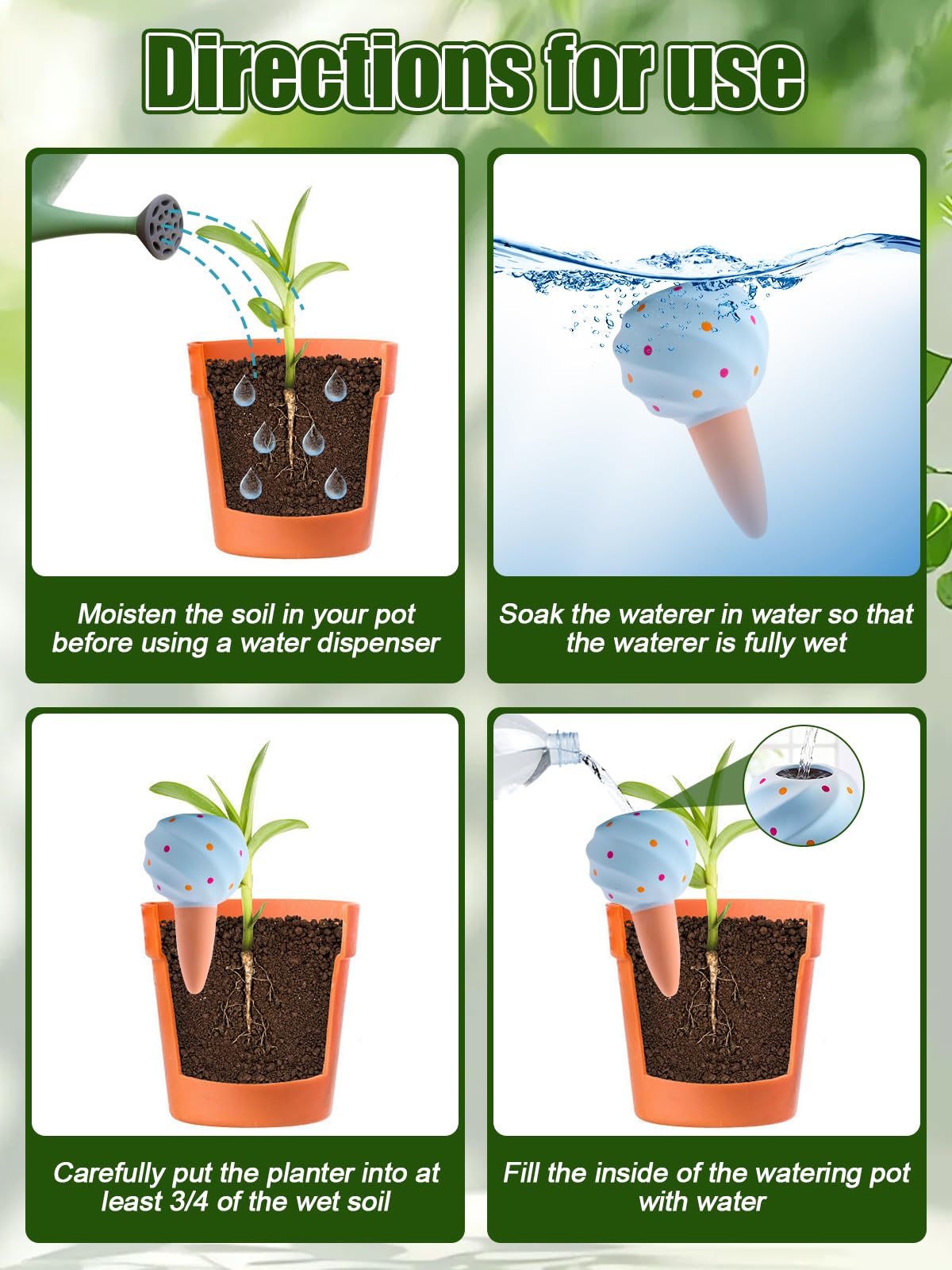 Kalolary 4PCS Plant Watering Globes Self Watering Stakes Terracotta Drip Water Stakes﻿ Irrigation Watering Bulbs for Pot, Indoor, Outdoor, Vacation (Conch)