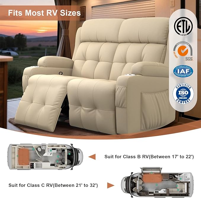 RV Loveseat Recliner Sofa, Wall Hugger Recliners