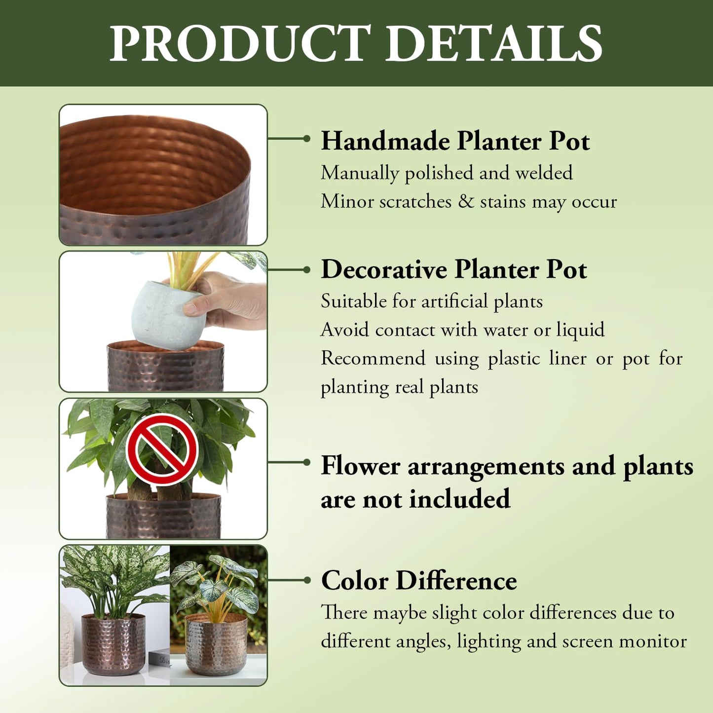 MyGift 6 Inch Vintage Copper Tone Metal Vase, Flower Pot with Hammered Texture, Cylindrical Indoor Succulent Plant Container - Handcrafted in India