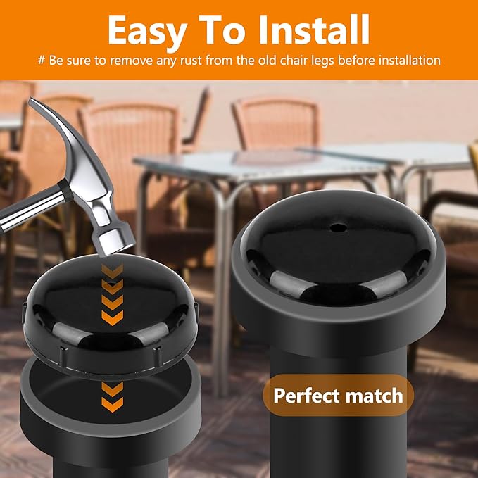 24-Pack Wrought Iron Patio Furniture Feet Caps 1-1/2 Inch Plastic Outdoor Patio