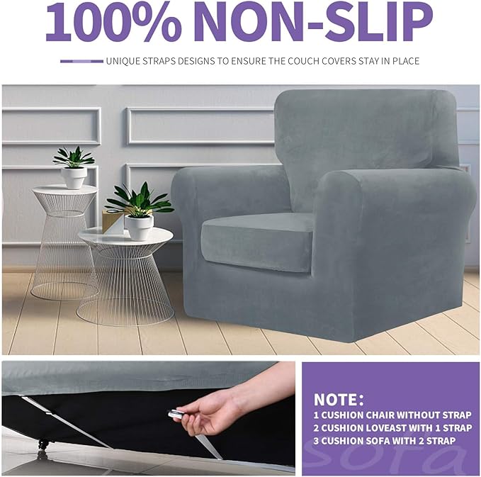 ZNSAYOTX Luxury Velvet Sofa Cover 3 Piece Stretch Loveseat Covers