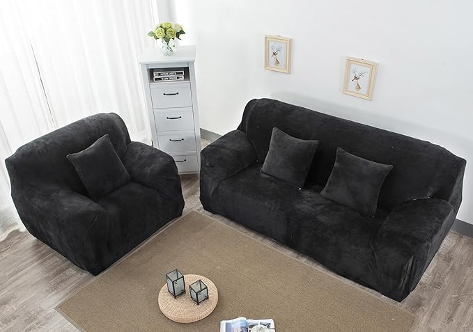 vctops 1-Piece Velvet Plush Stretch Sofa Slipcover