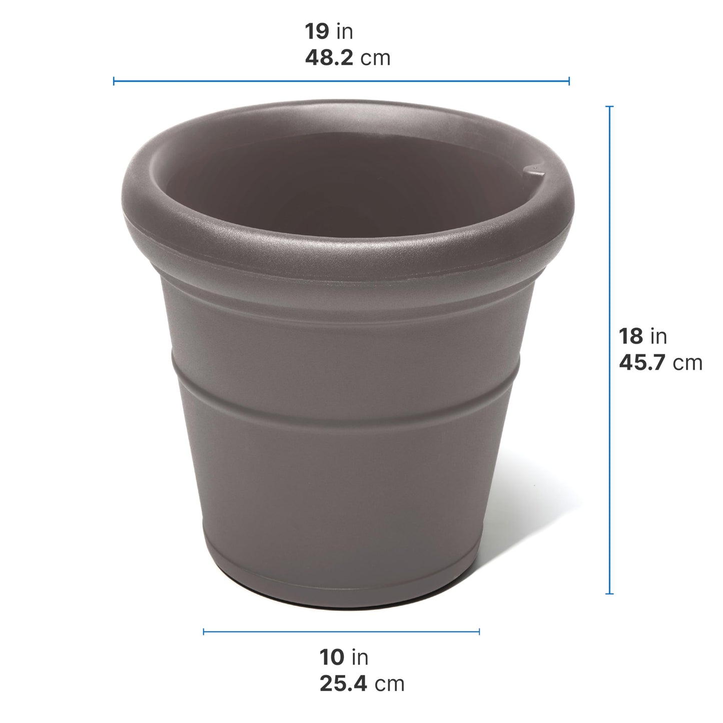 Step2 Claremont Tall Round Planter, Large Planters for Outdoor Plants, Gardening and Flower Pot for Patio or Porch, Efficient Drainage, Durable Plastic, Dark Cedar, 2-Pack