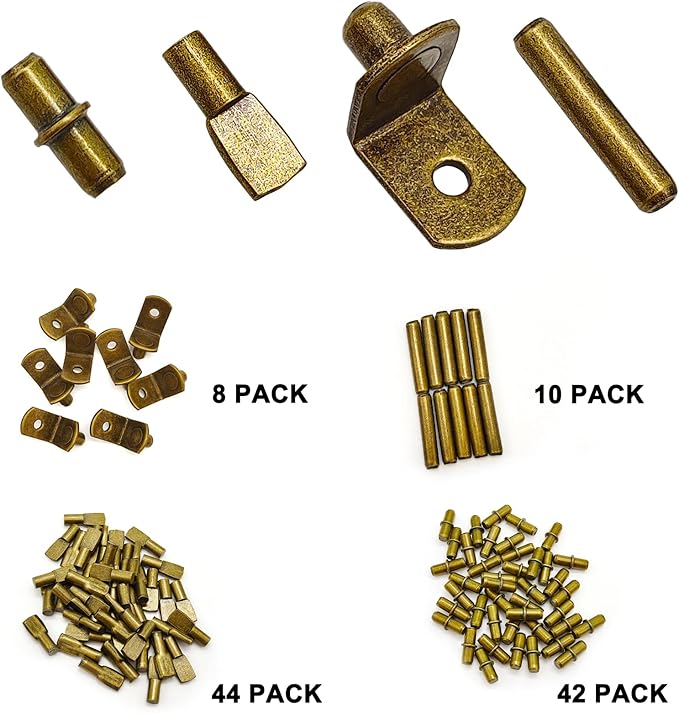 104Pcs Shelf Pins Pegs Kit, 4 Styles Shelf Support Pegs, Bookshelf Pegs
