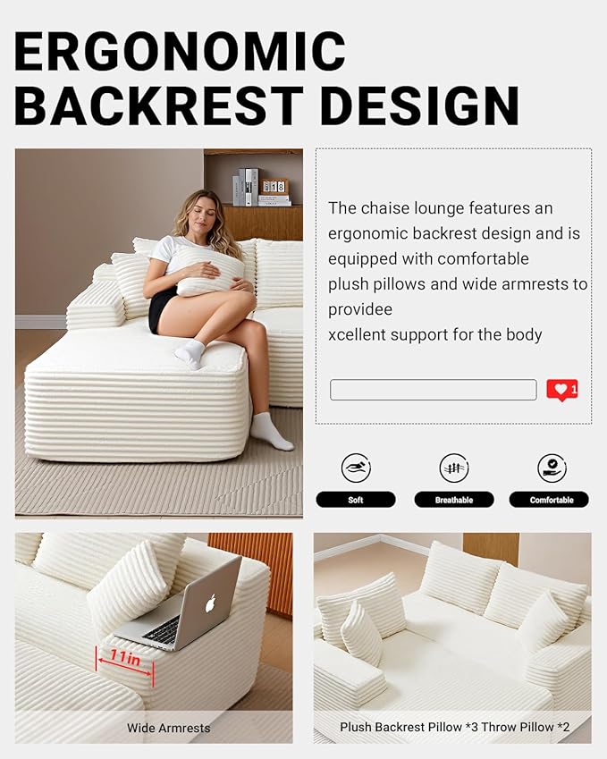 Cloud Sectional Couch, Corduroy Boneless Couches