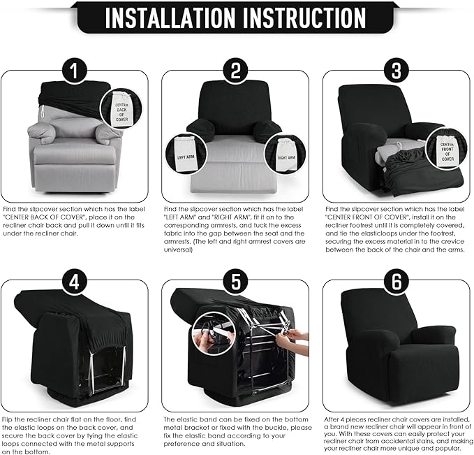 TAOCOCO Oversized Recliner Chair Covers, 1 Seater Streach Recliner Covers Soft
