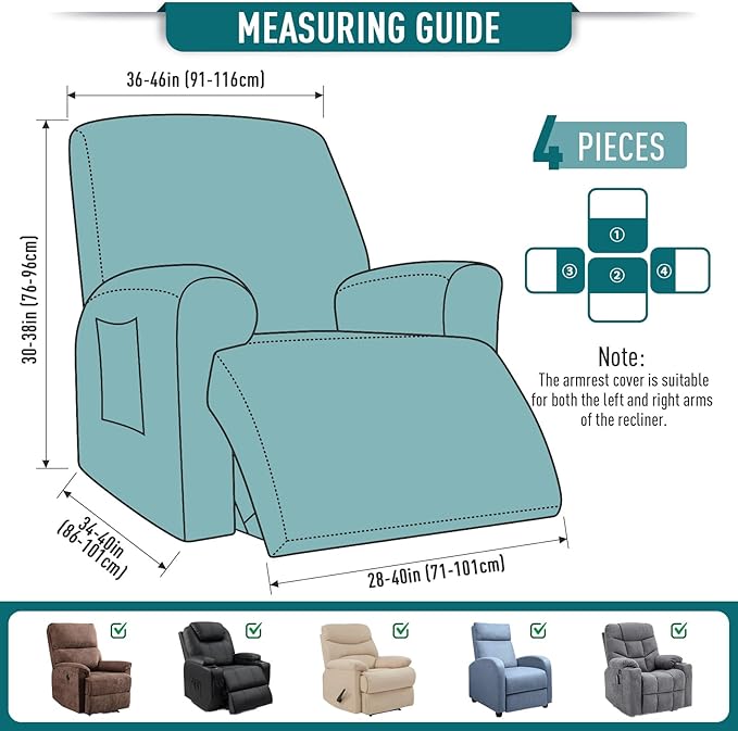 TAOCOCO Oversized Recliner Chair Covers, 1 Seater Streach Recliner Covers Soft