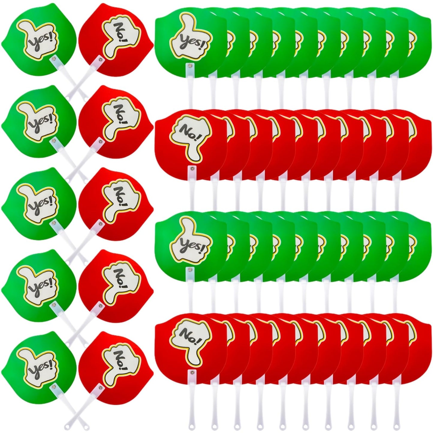 Tlence 50 Pack Thumbs up Thumbs Down Paddles, Handy Yes or No Classroom Voting Signs, Plastic Double-sided Red and Green Paddle for Student Response Classroom Interaction