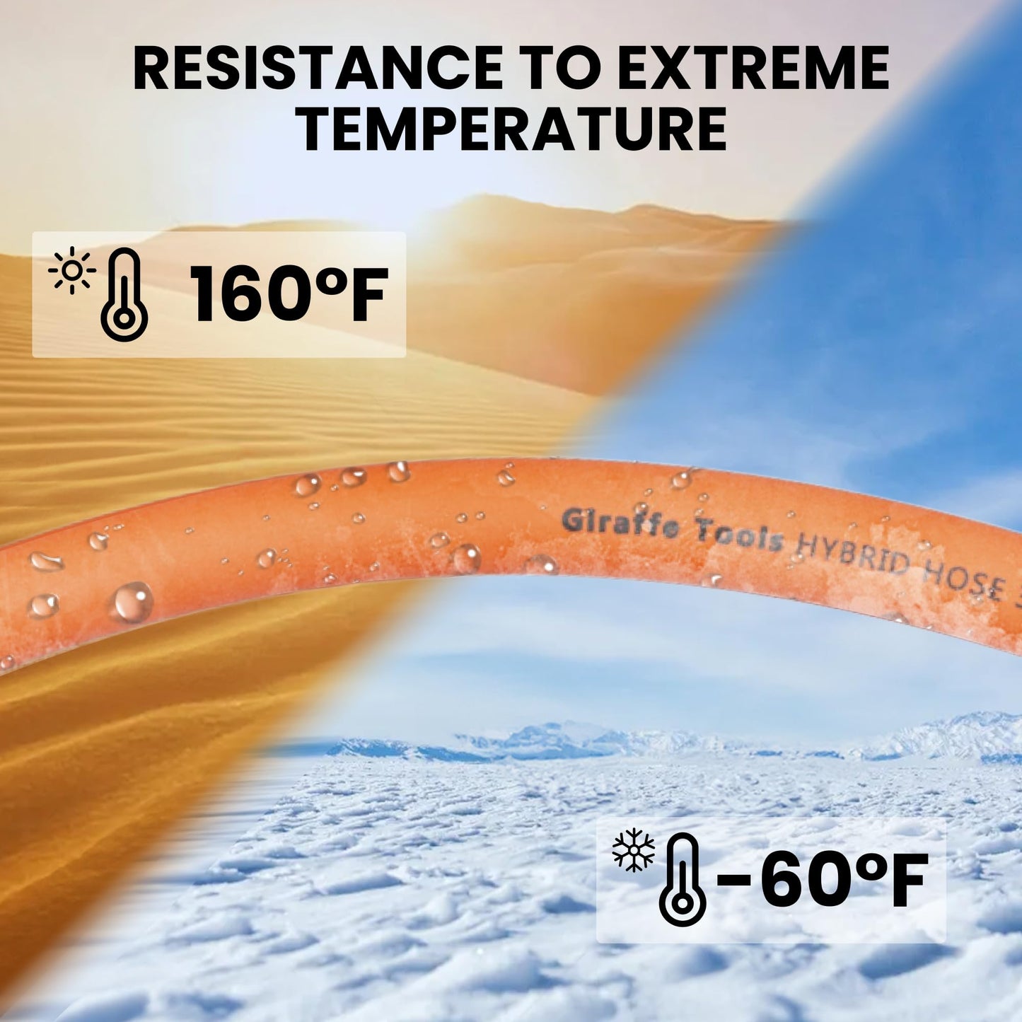 Giraffe Tools Air Hose, 3/8 inch x 6 ft Air Compressor Hose, 1/4 in. MNPT Fittings, Hybrid 300 PSI, Kink Resistant, Lightweight Lead-in Air Hose, All-Weather Flexibility, Orange