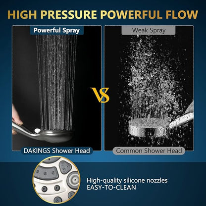 6 Spray Modes High Pressure Handheld Showerhead Set Upgraded 5 Inches Shower Head with Handheld Spray Brushed Nickel Handheld Shower Head 60 Inches Stainless Steel Hose-1-Min Install