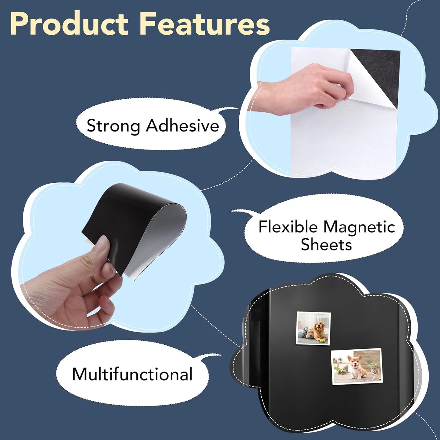 DIYMAG 4Pack Magnetic Adhesive Sheets, Magnetics Sheet with Adhesives Backing, 8x10 Inch Flexible Magnet for Crafts Photos and Die Storage Easy to Cut