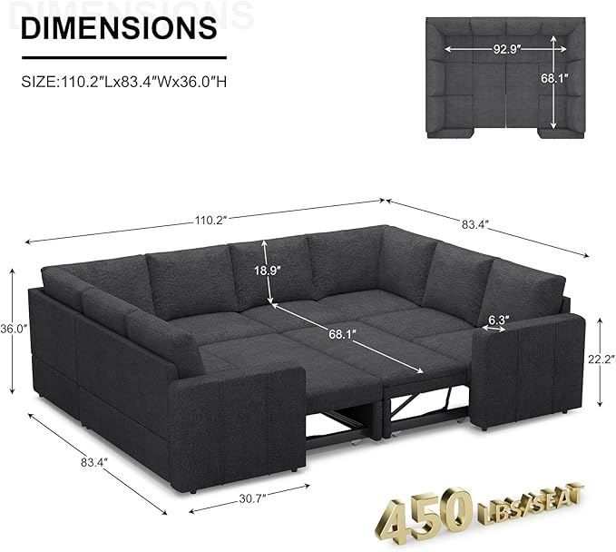 Belffin Modular Sectional Sleeper Sofa Bed