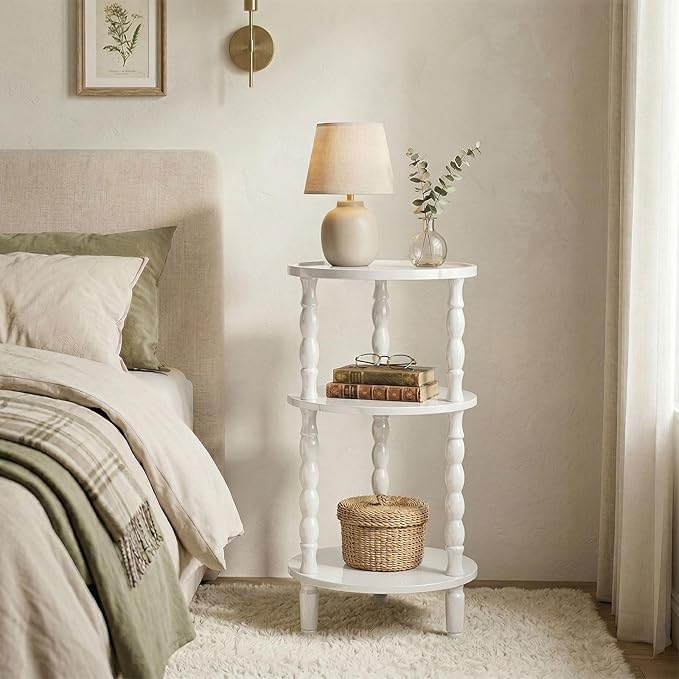 HOOBRO Round Side Table for Small Space, 3-Tier Small Round End Table