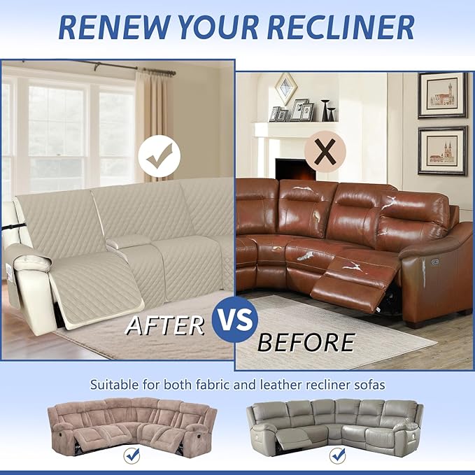 Arfntevss Recliner Sectional Couch Covers 1OO% Waterproof L Shape Sofa Cover