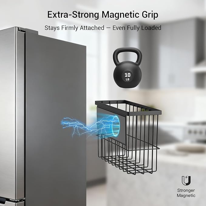 2-Pack Magnetic Laundry Basket, Dryer Ball Holder Lint Bin for Laundry Room | Magnetic Metal Laundry Storage