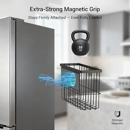 2-Pack Magnetic Laundry Basket, Dryer Ball Holder Lint Bin for Laundry Room | Magnetic Metal Laundry Storage