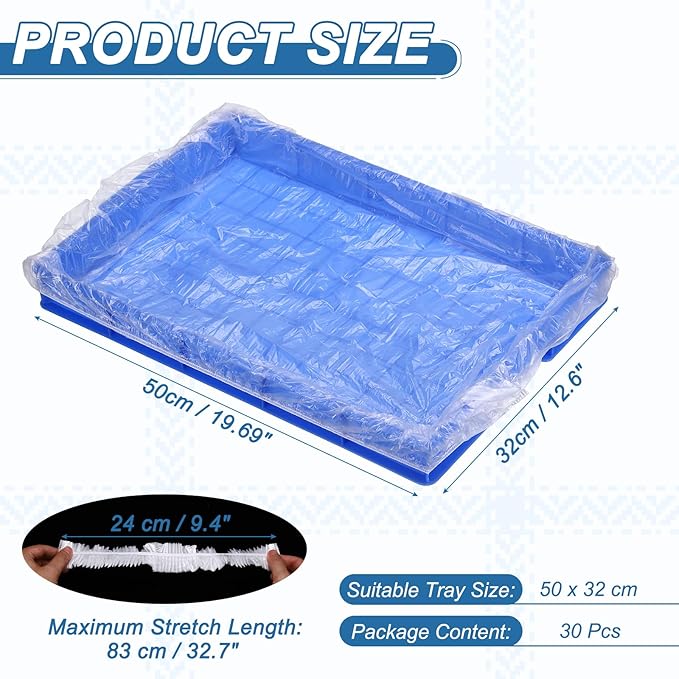 Disposable Bird Cage Liners, Clear Plastic Cage Liners for 20x13 Inch Pallets Tray Universal Elastic Film, (30 Pcs), Intended for Parakeet/Cockatiels/Rabbit/Guinea Pig