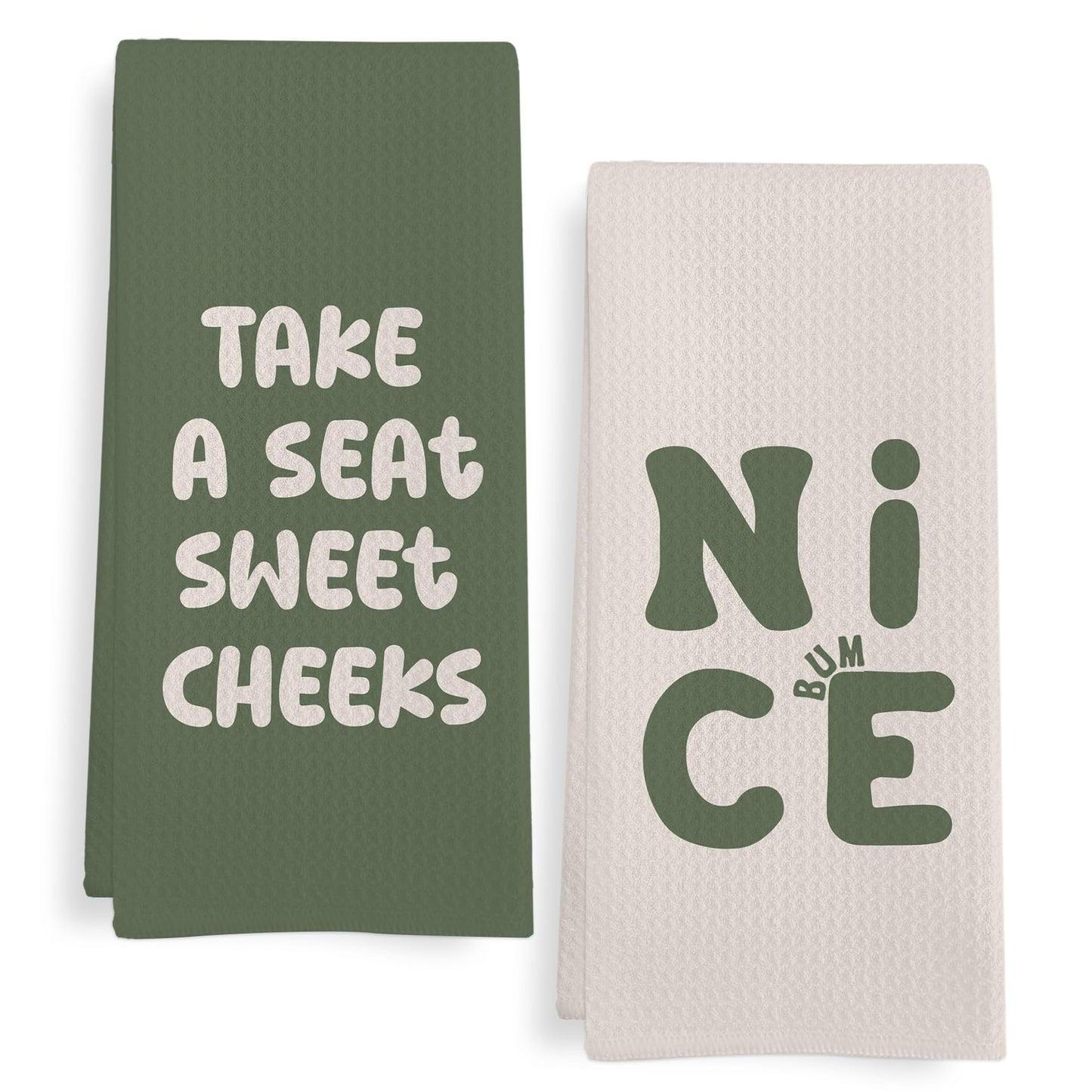 GWFSJYU Sage Green Hand Towels for Bathroom Set of 2, Sage Green Funny Dish Tea Towels, Funny Humorous Decorative Hand Towel for Kitchen, 16x24 Inch