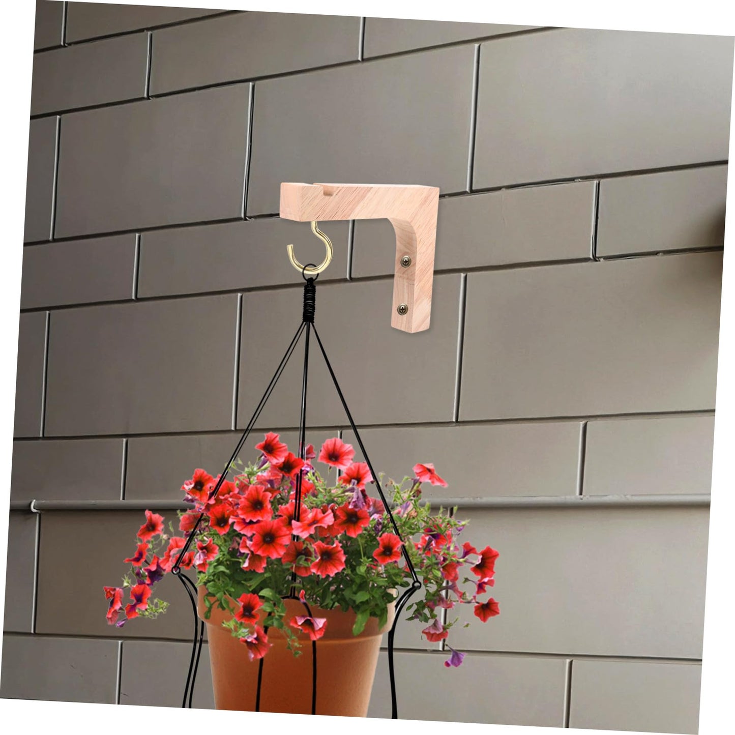 MERRYHAPY Wooden Plant Hangers Wall Hooks Heavy Duty Hanging Brackets 2pcs Natural Wood Color for Outdoor and Indoor Wall Hanging Plants