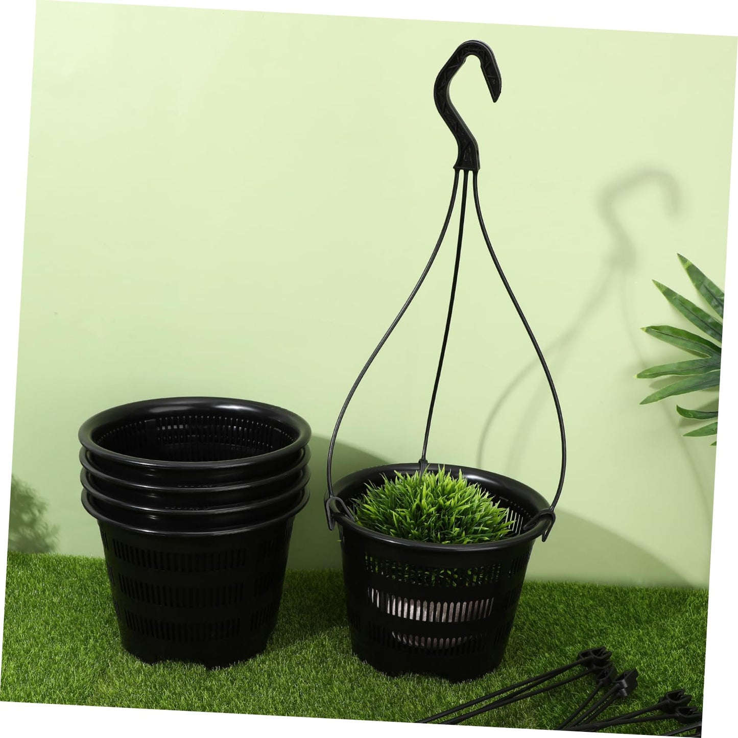 Happyyami 5 Sets Hanging Plant Pot Plastic Orchid Planter with Hook Root Controlling Pot for Indoor Outdoor Balcony Patio Garden Home Decorations