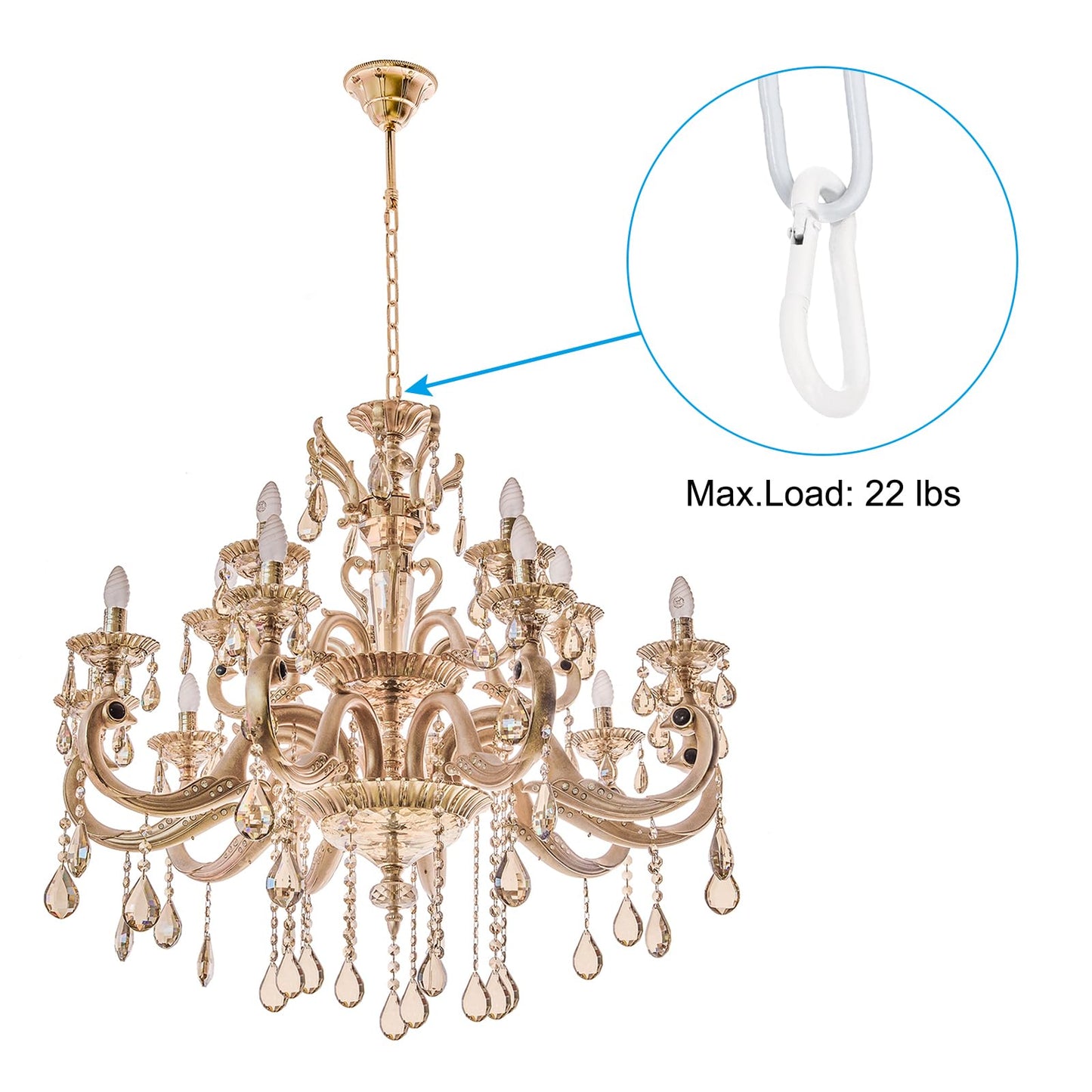 PATIKIL 6 Feet White Finish Lighting Hanging Chain, Metal Looping Chain for Hanging Plant Pendant Chandelier Light Fixture