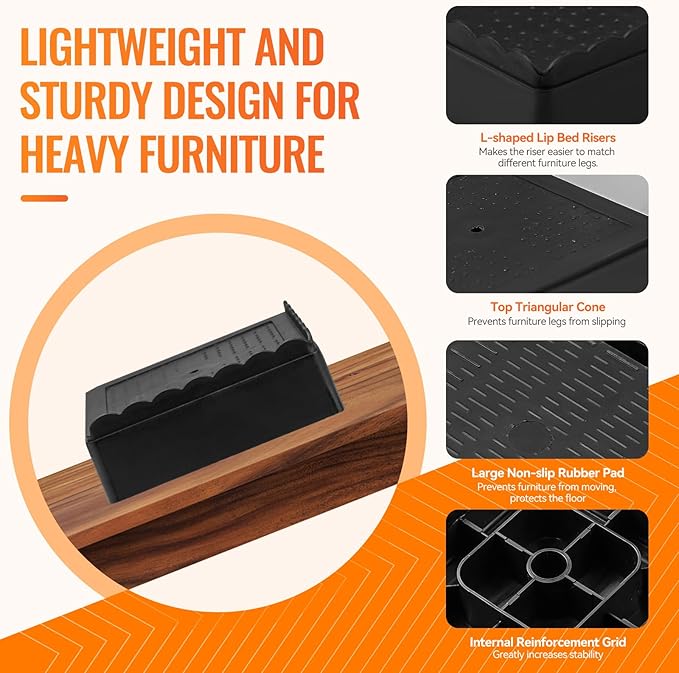 Furniture Risers, 6 Pack Bed Risers