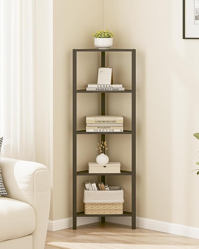 TUTOTAK Corner Shelf, 5-Tier Corner Bookshelf
