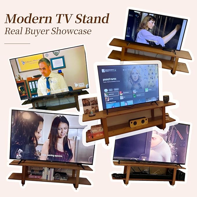Tiita Bamboo TV Stand for 55 Inch TV, Entertainment Center