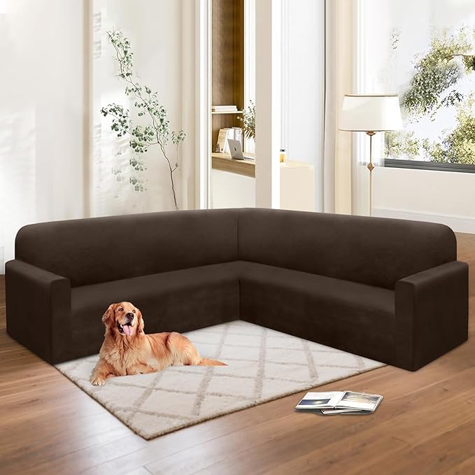 HDCAXKJ Corner Sectional Couch Covers Velvet Stretch L Shape Sofa Cover Soft