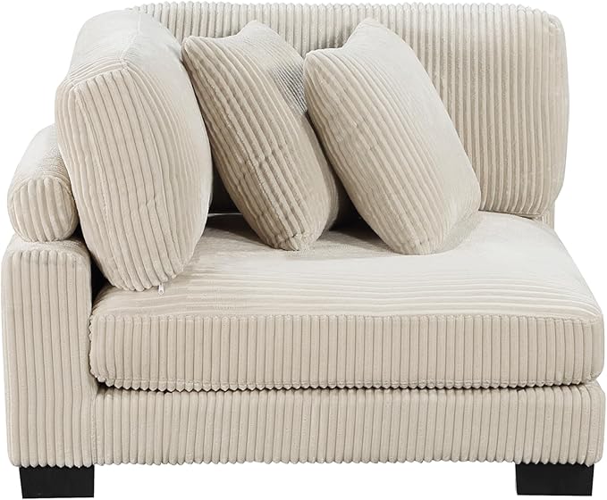 Modular Corner Seat, Plush Beige Corduroy Sofa, Customizable Living Room