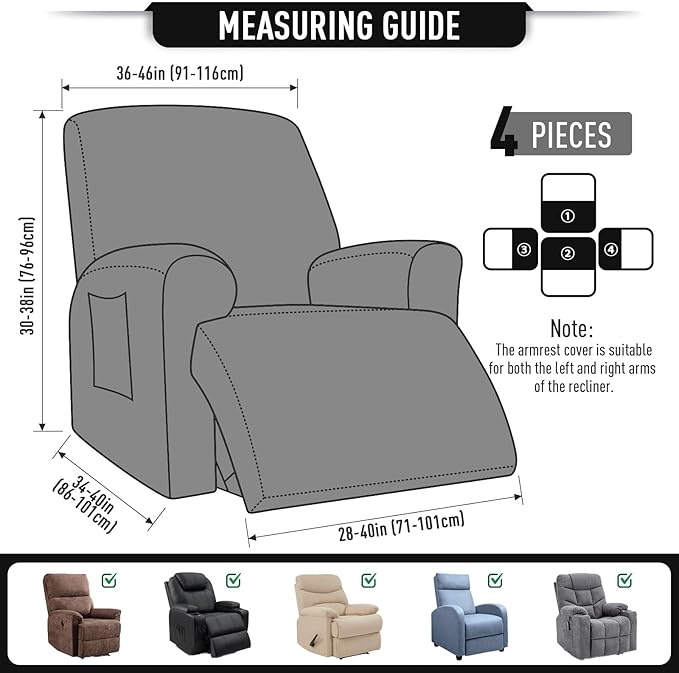 TAOCOCO Oversized Recliner Chair Covers, 1 Seater Streach Recliner Covers Soft