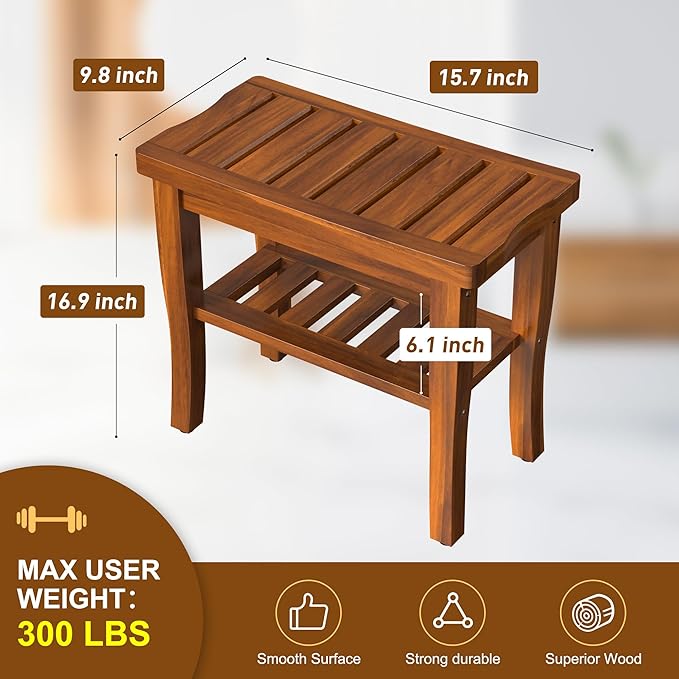 Teak Wood Shower Bench Stool