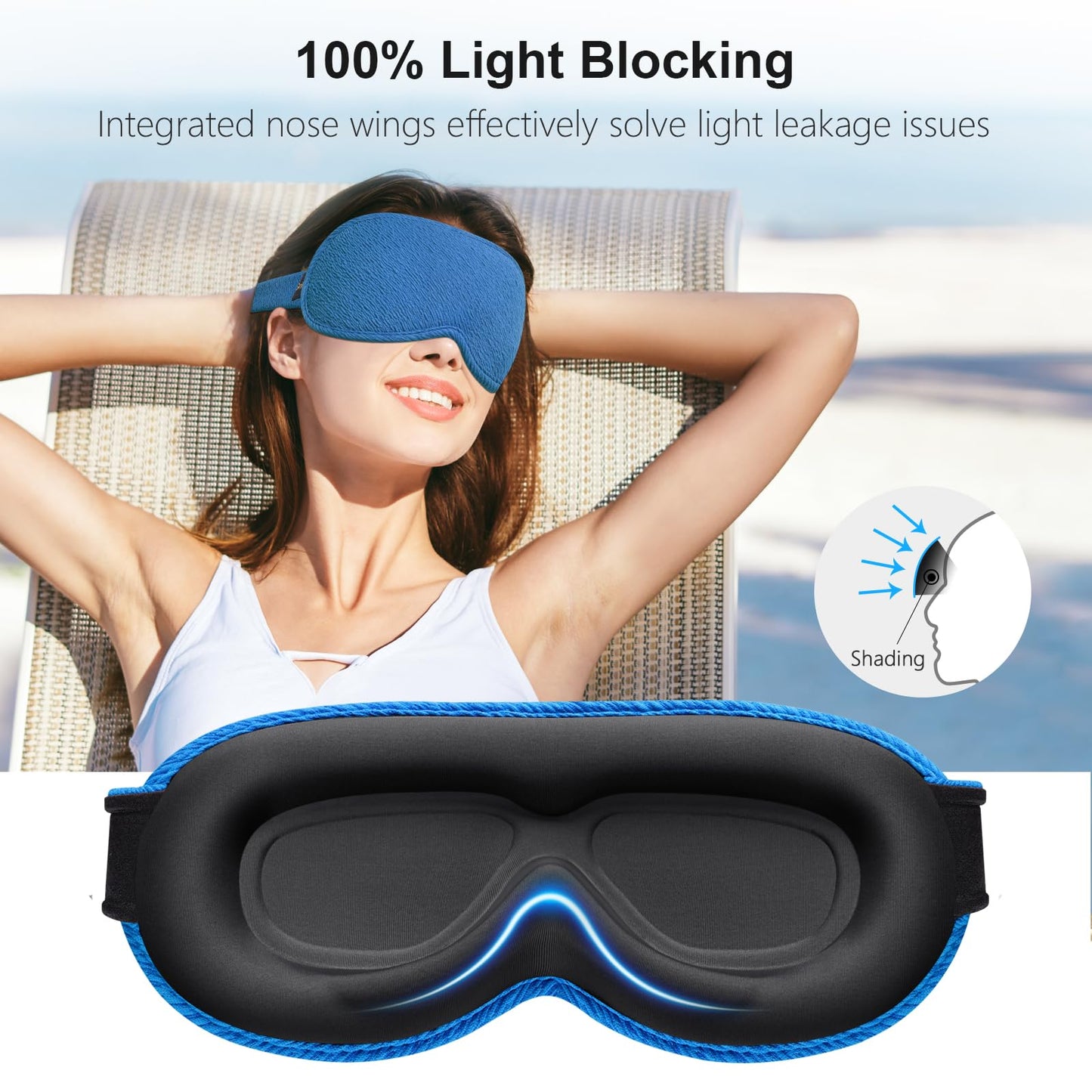 Gritin 100% Blackout Sleep Eye Mask for Women Men, Zero Pressure Sleeping Mask - Ergonomic Design 3D Cutout Eye Movement and Eyelash Friendly Night Blindfold, Ultra Soft Comfortable for Sleeping